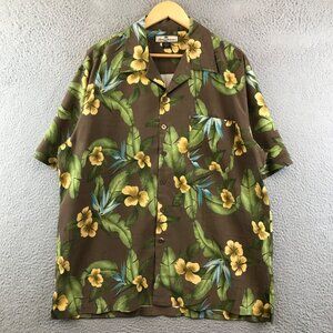 Tommy Bahama Mens Floral Hawaiian Silk Shirt Size L
